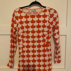 Boden Red Graphic Long-sleeved Jersey Mini Dress